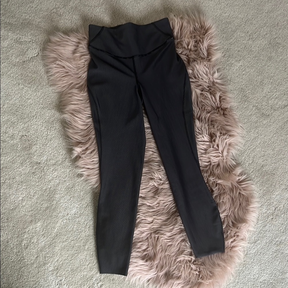 High-Waisted Dark Gray Shine Leggings- Lululemon